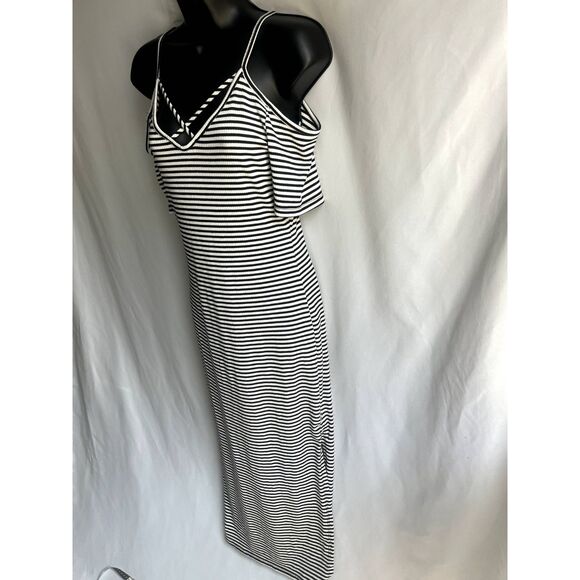 Caution to the Wind Long Midi Maxi Striped Dress Nautical Size M Cold Shoulder - Picture 4 of 12